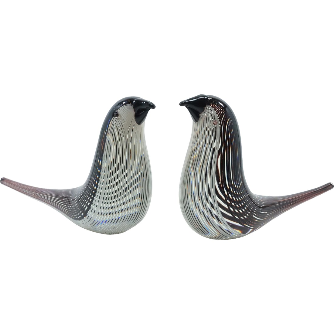 [2] Dino Martens Black and White Art Glass BIRDS with Lattice Design 6 in. height x 9.5 in. length (1 of 15)