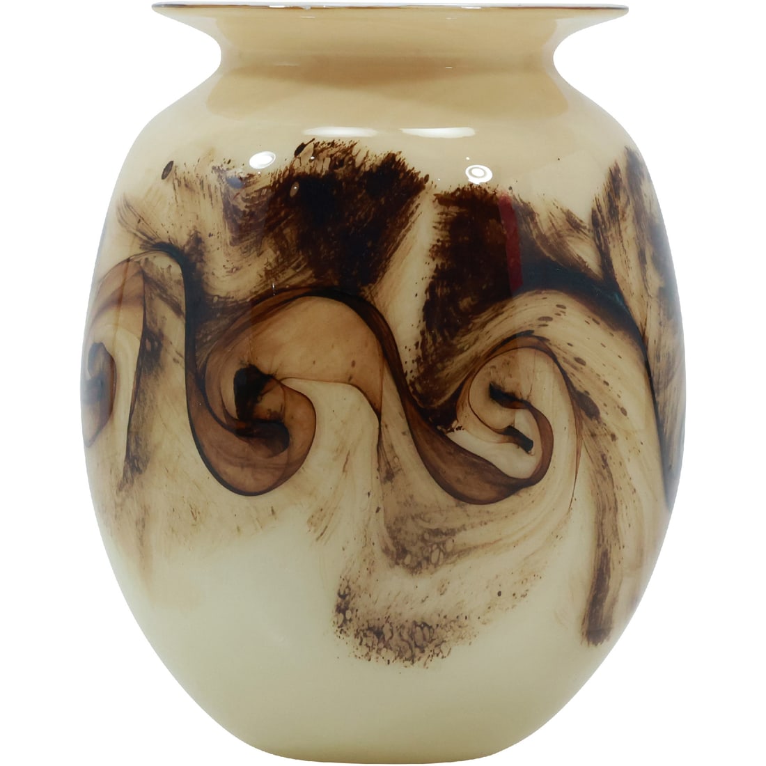 Michael Nourot (1949-2015 California) Signed Studio Art Glass Vase Beige with Brown Abstract (1 of 19)