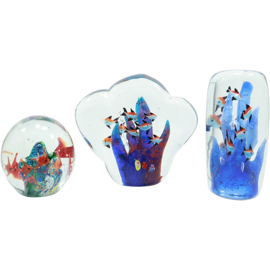 [3] Assorted Murano Italian Art Glass "Fish Aquarium" Paperweights 4 in. & 6 in. heights (1 of 20)