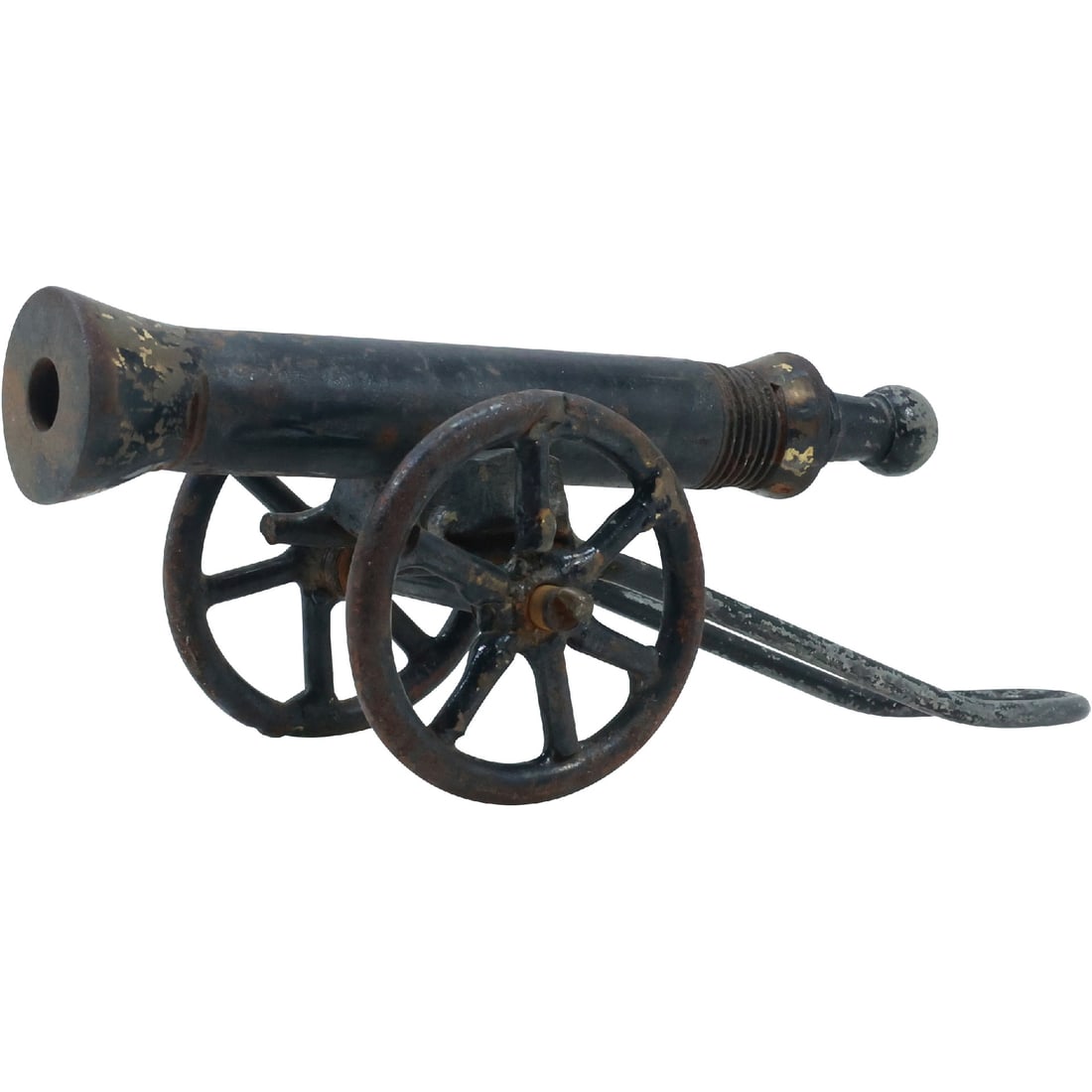 Antique Cast Iron Toy Cannon 3 in. height x 8.25 in. length: Antique Cast Iron Toy Cannon 3 in. height x 8.25 in. length. size: 3 in. x 8.25 in.