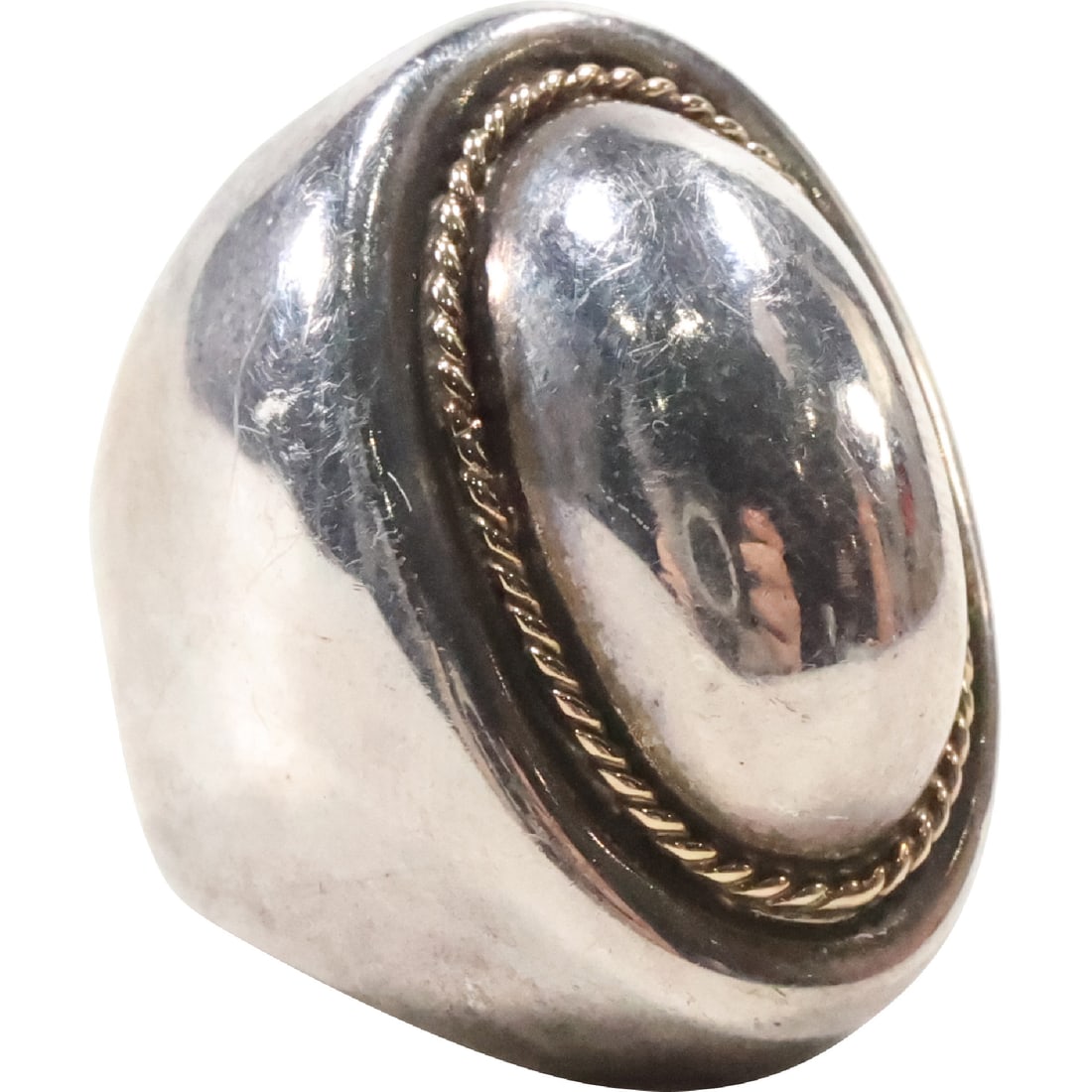 marked LARIM 14K Gold and .925 Sterling Silver Large Oval Ring Size 7 , 7/8 in. x 1.25 in.: marked LARIM 14K Gold and .925 Sterling Silver Large Oval Ring Size 7 , 7/8 in. x 1.25 in.