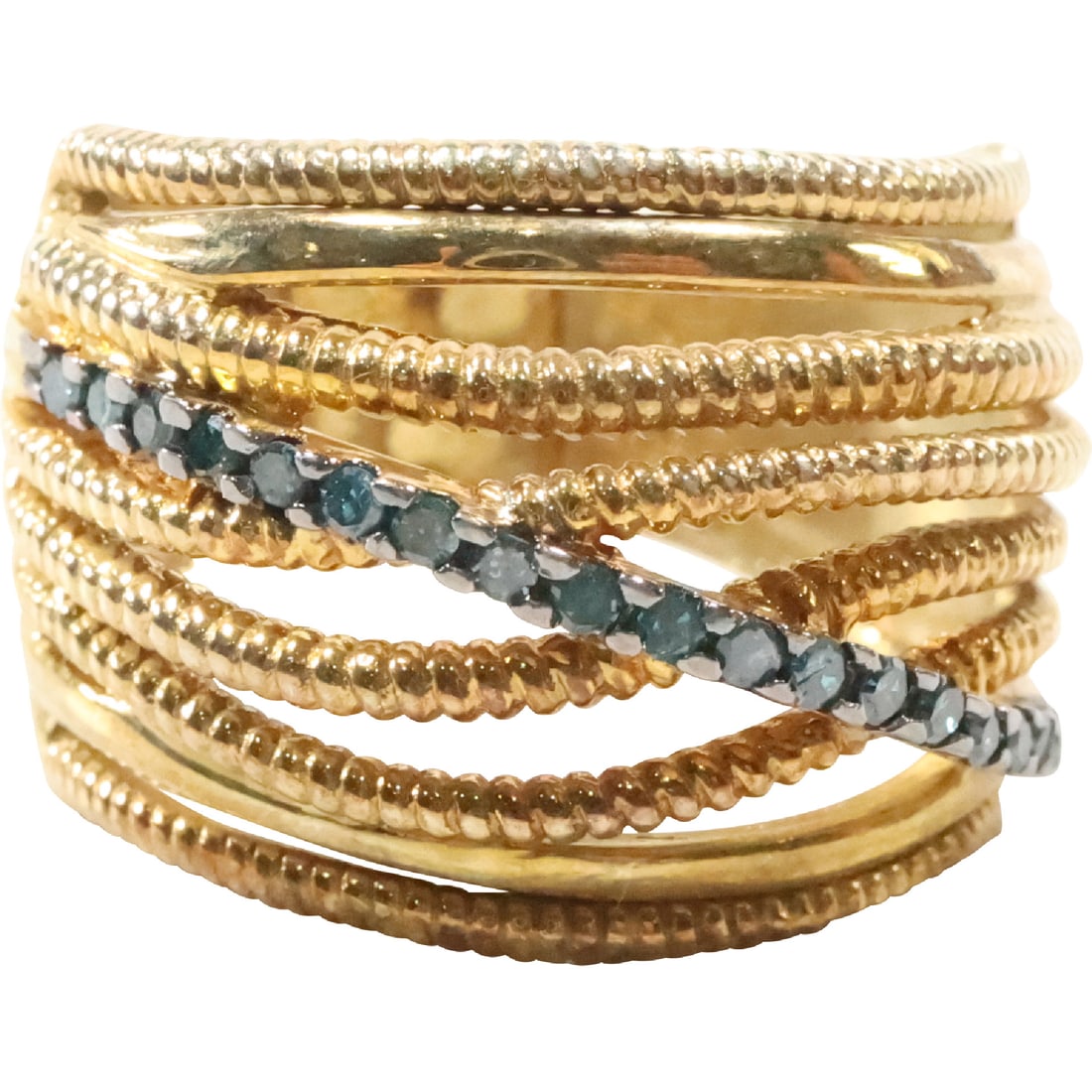 .925 Sterling Silver Vermeil with 19 Topaz Stones Ring Size 9 , 1 in. x 3/4 in. (1 of 12)