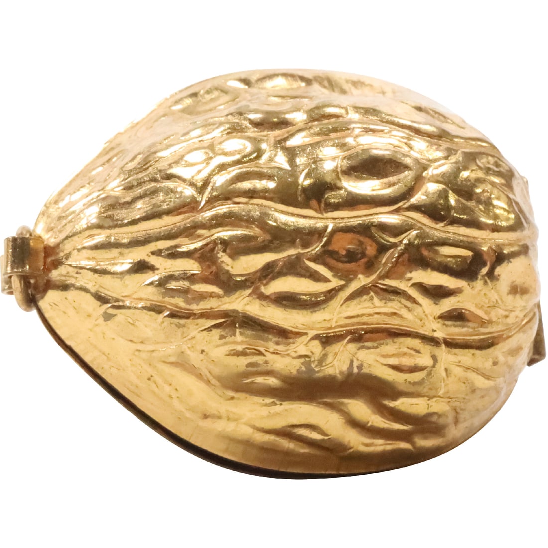 Vintage Gold Gilt Metal "Nut Shell" Sewing Kit 1 3/4 in. x 1 1/2 in. (1 of 13)