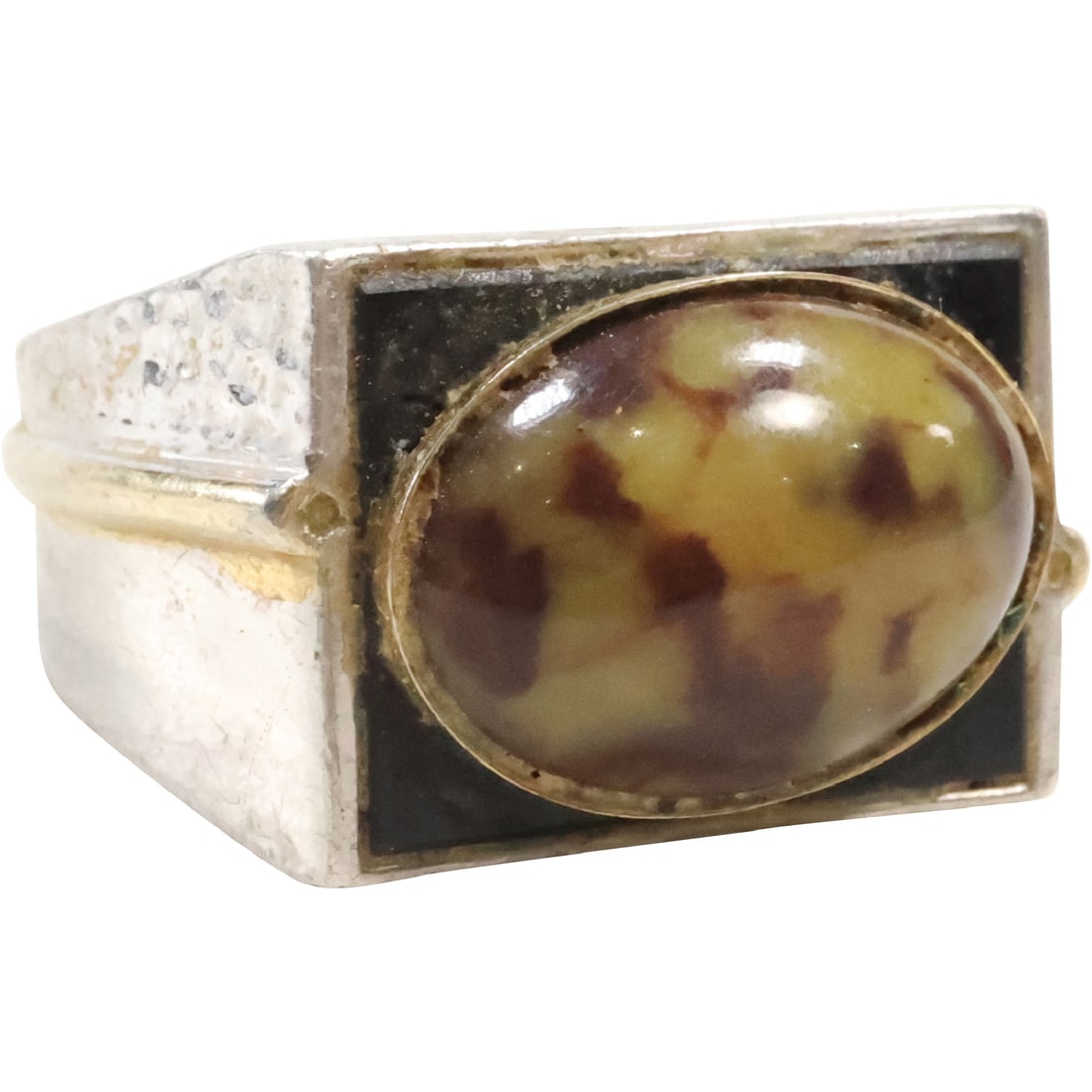 .925 Sterling Silver NH with Agate Stone, Black Onyx Ring Size 12.5, 1 1/4 in. x 3/4 in. (1 of 17)