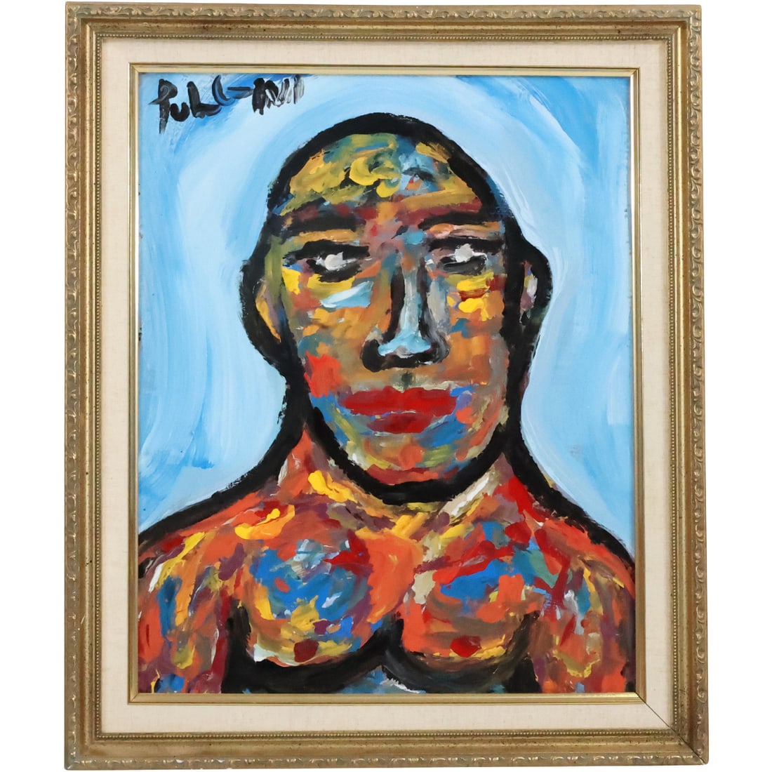 Thomas Pulgini, American, Oil Painting on Board, Abstract Portrait of a Man, Signed, Framed (1 of 19)