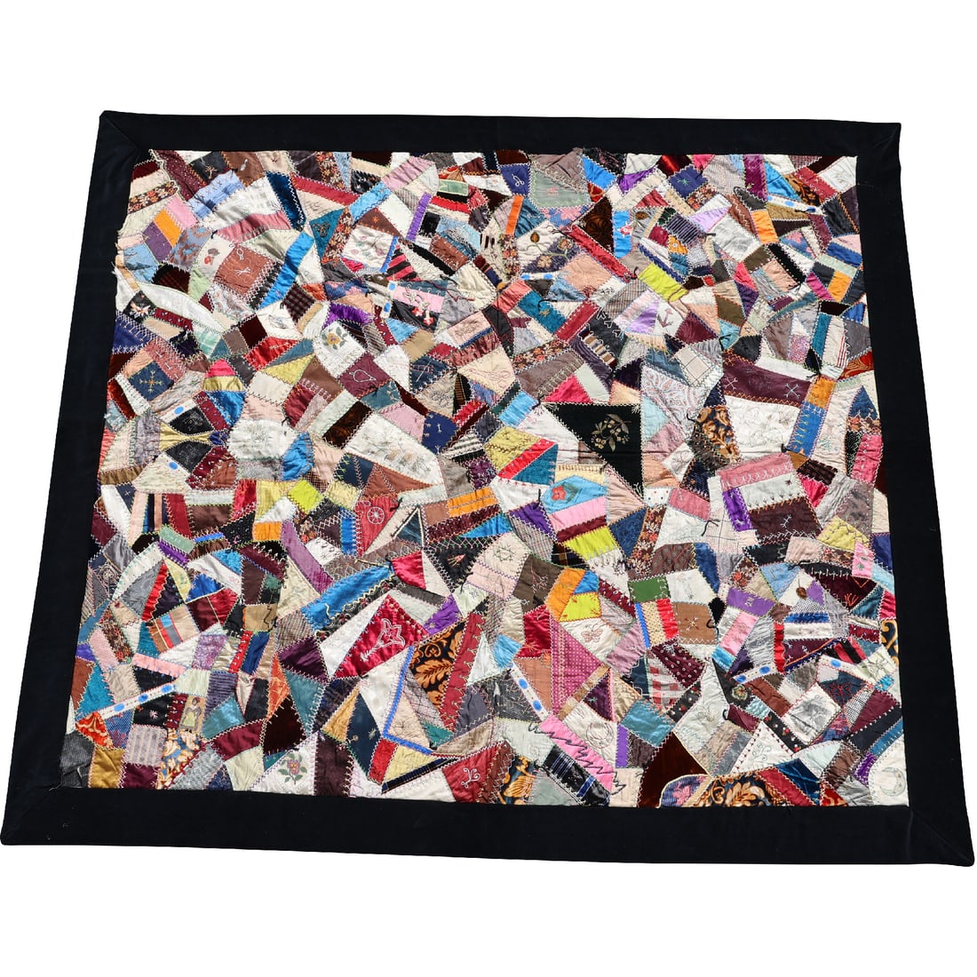 Antique "Crazy Quilt" Multi Colorful 66 inches x 75 inches (1 of 20)