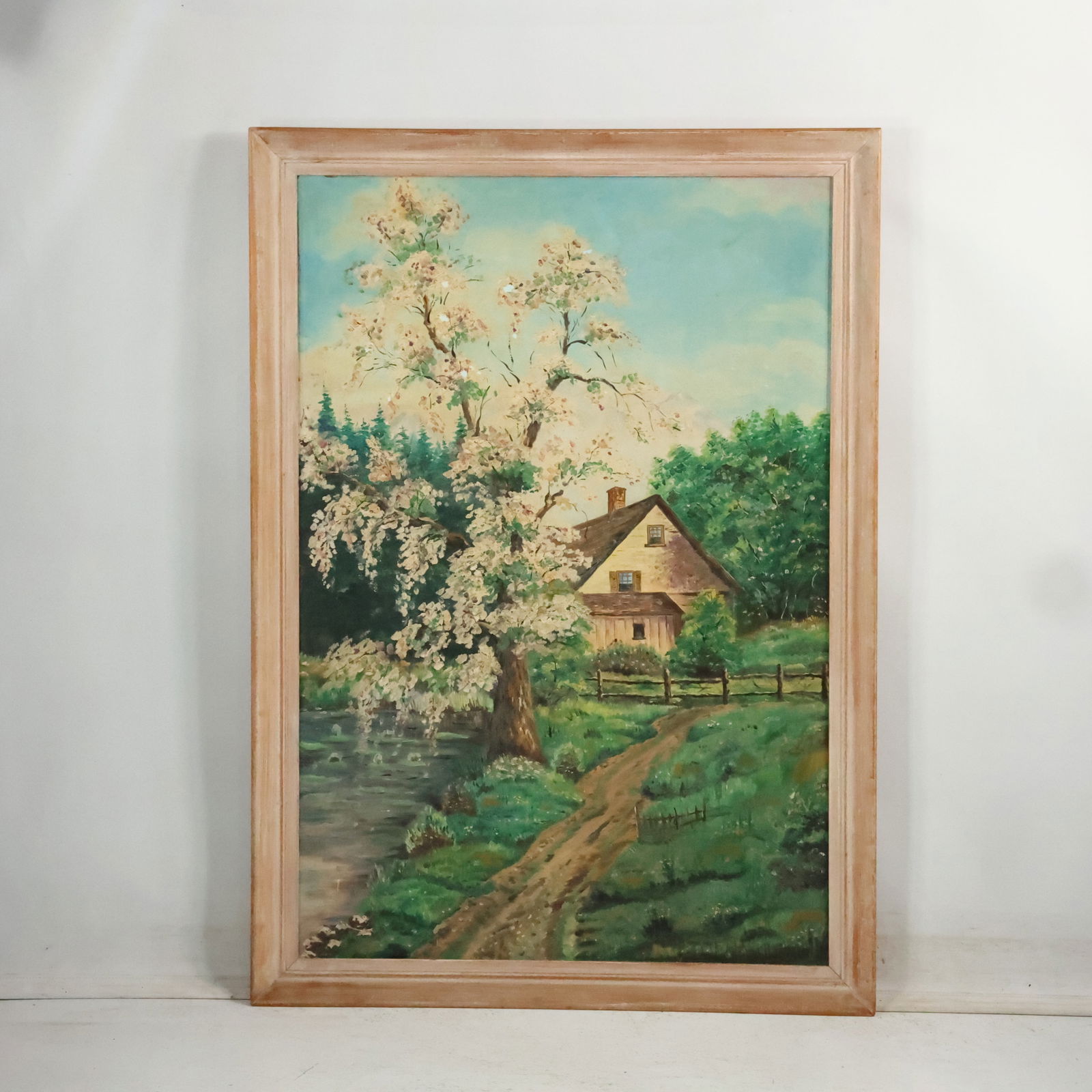 Vintage Oil Painting Rural House in a Countryside Landscape, Framed (1 of 19)
