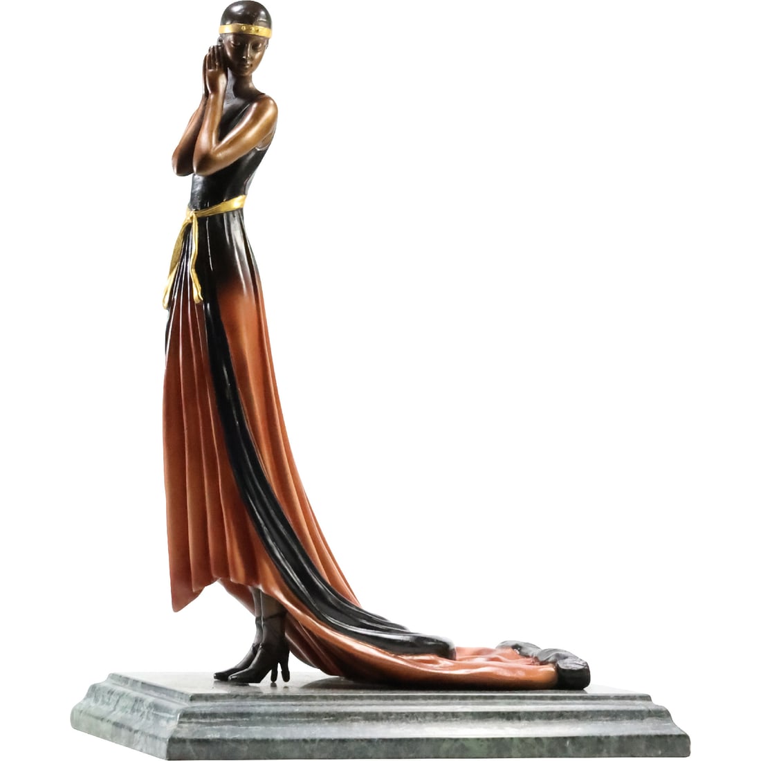 Julius Erte " In The Evening" Bronze Art Deco Woman Statue Sculpture 15 inches height (1 of 20)