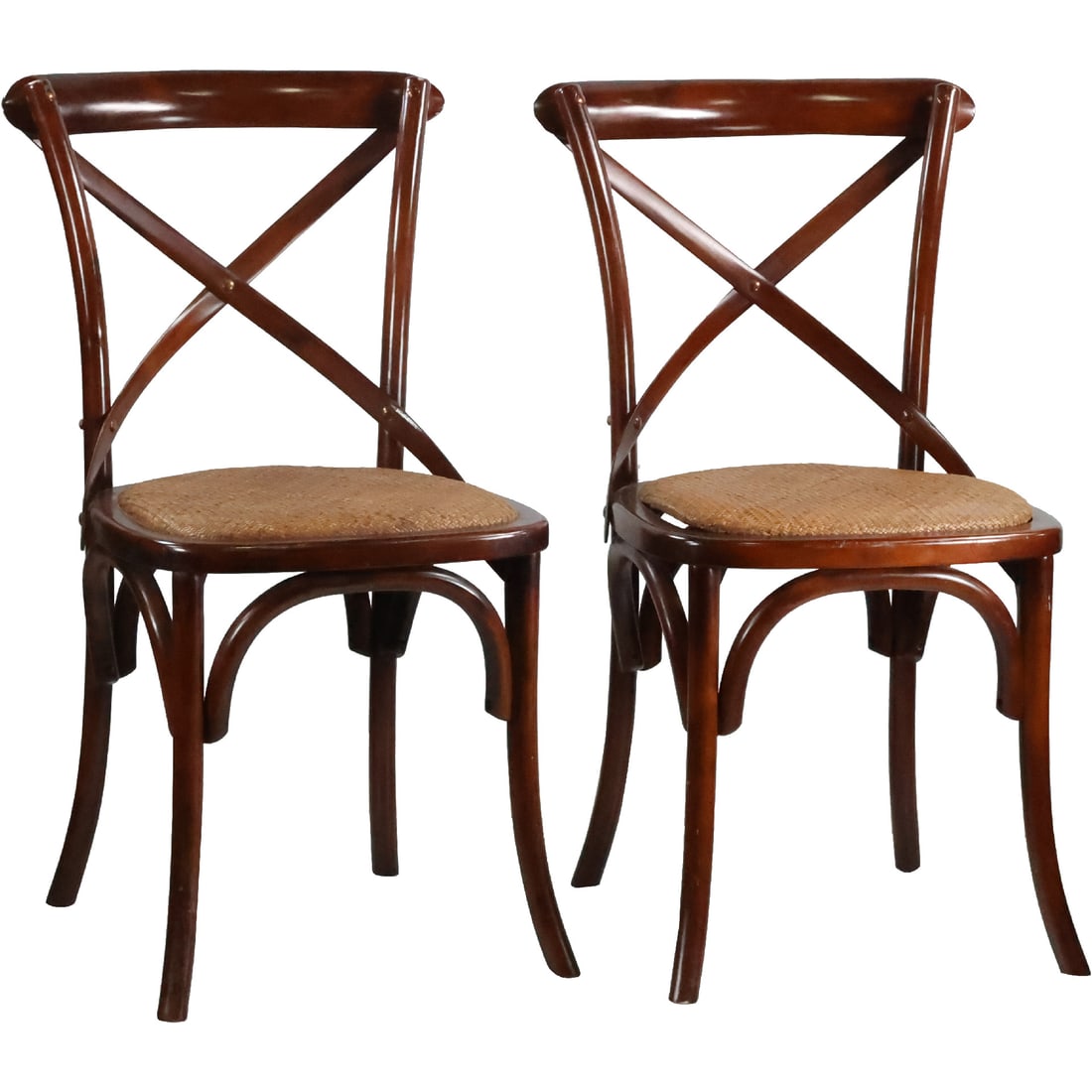[4] Cross Back Bentwood Walnut Bistro Chairs 34.25 inches height: [4] Cross Back Bentwood Walnut Bistro Chairs 34.25 inches height size: 34.25 x 17.5 x 21