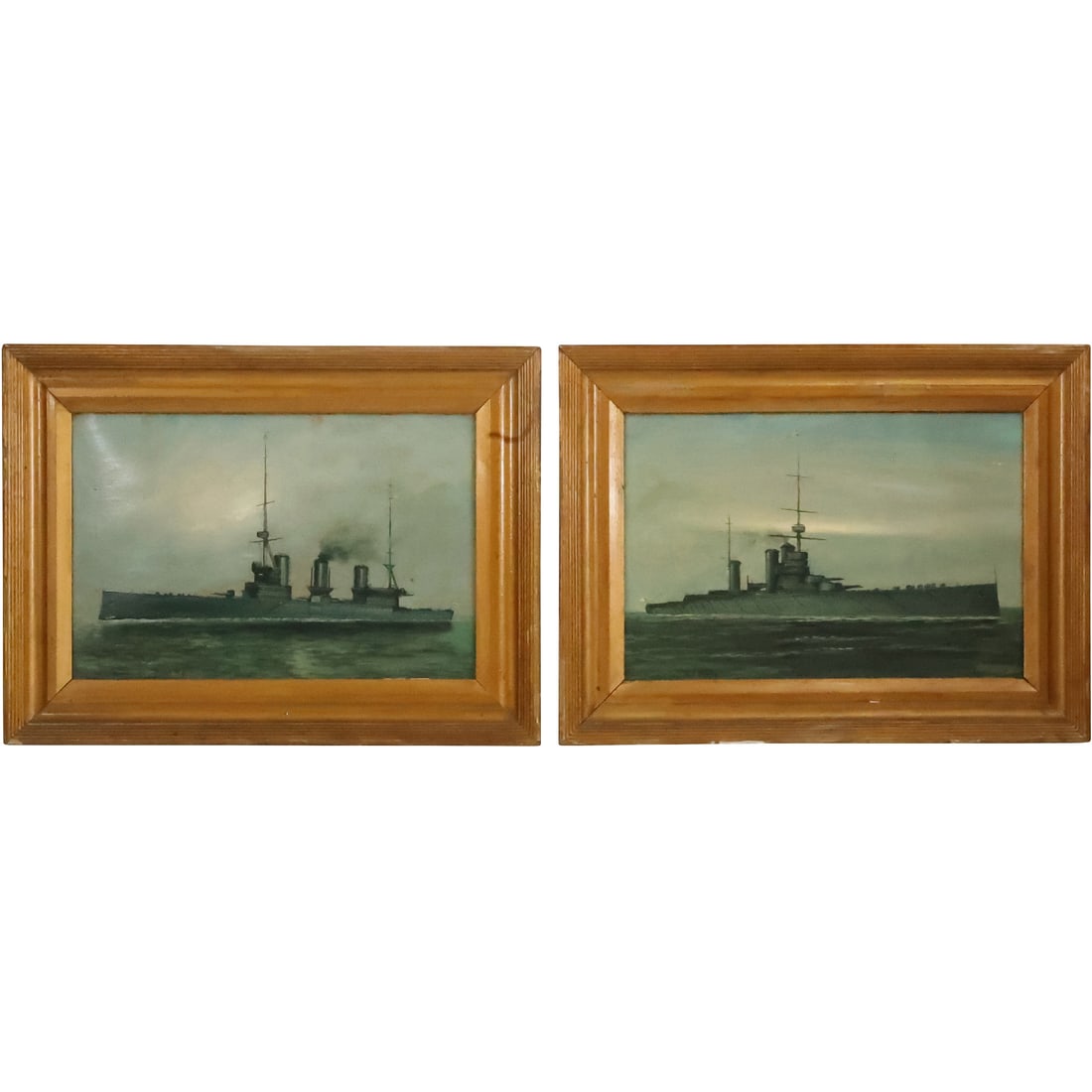 [2] Naval Battlecruiser Steamships Oil Paintings by G H Martin: H M S Lion & H M S New Zealand (1 of 20)