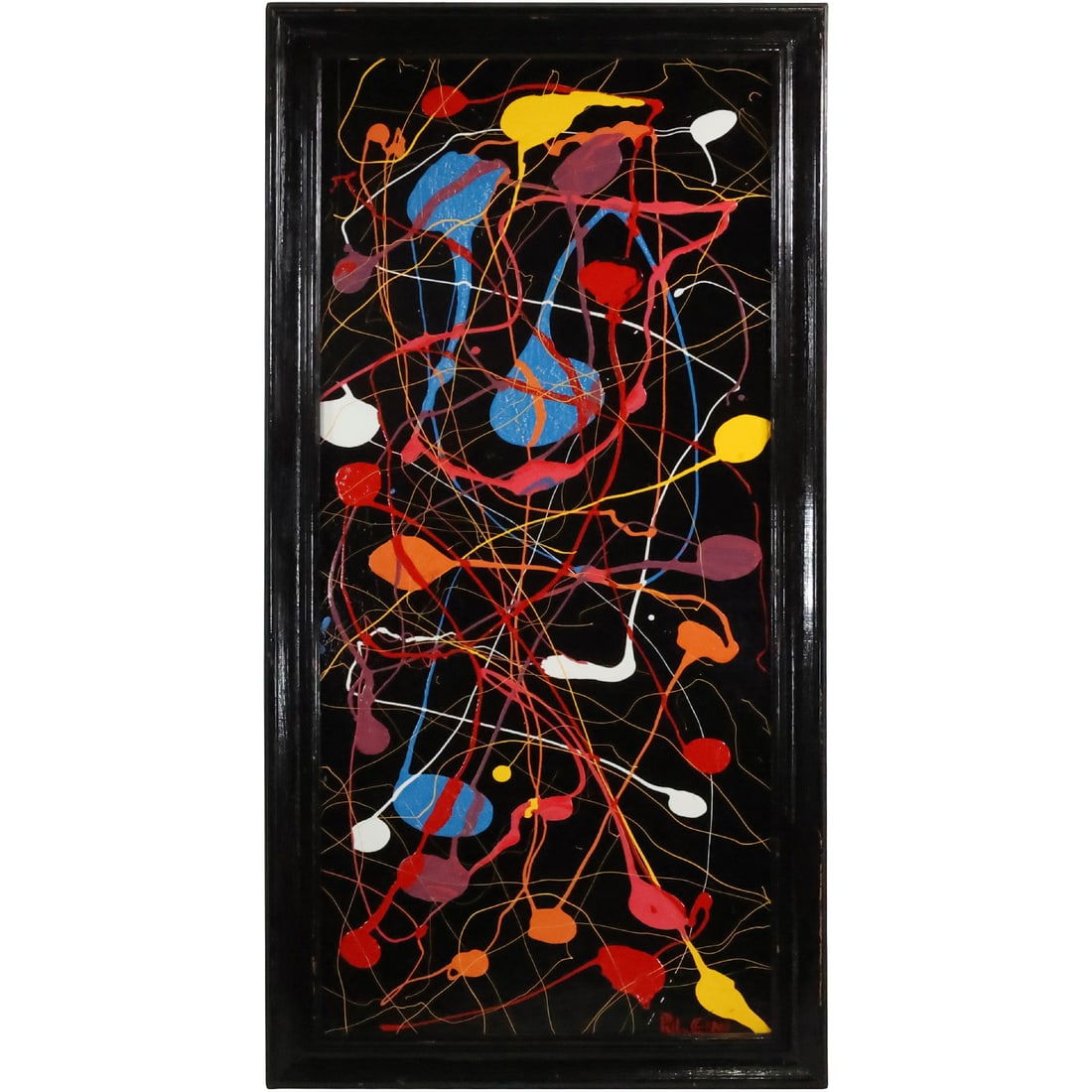 Thomas Pulgini, American, Oil on Board Painting, MULTI COLORS ABSTRACT DRIP ART, Signed (1 of 20)