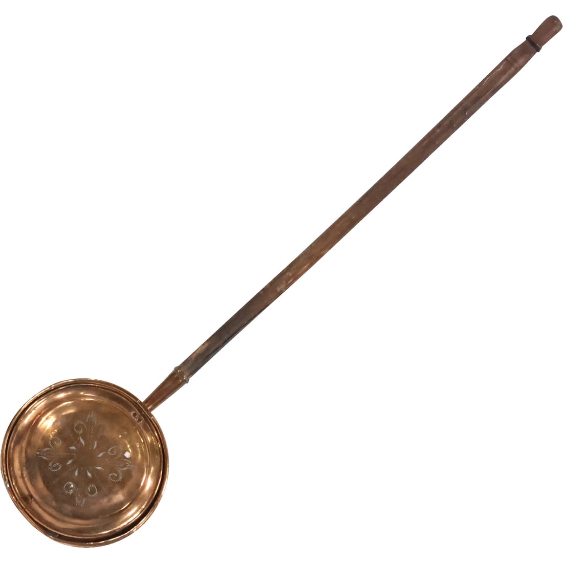 19th C. Copper Bed Warmer with Long Handle 46 inches length, 11 in. diameter (1 of 20)