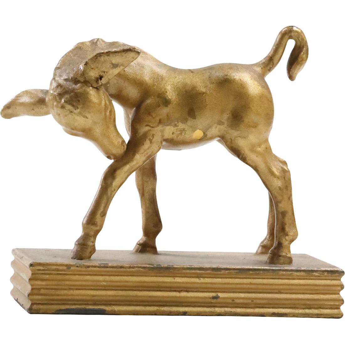 Jennings Bros.Vintage Cast Metal Donkey Figure Statue / Bookend, Original Patina & Label: Jennings Bros.Vintage Cast Metal Donkey Figure Statue / Bookend, Original Patina & Label. size: 5.25 x 6 x 2.25