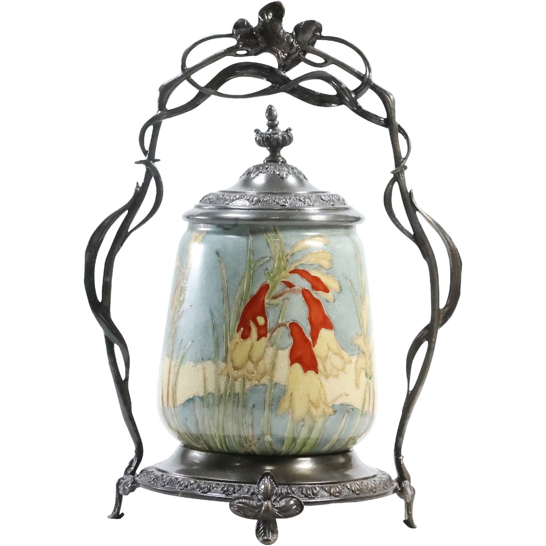 Castilian Pottery and Silver Plate Frame Pickle Castor 12.5 inches height (1 of 20)