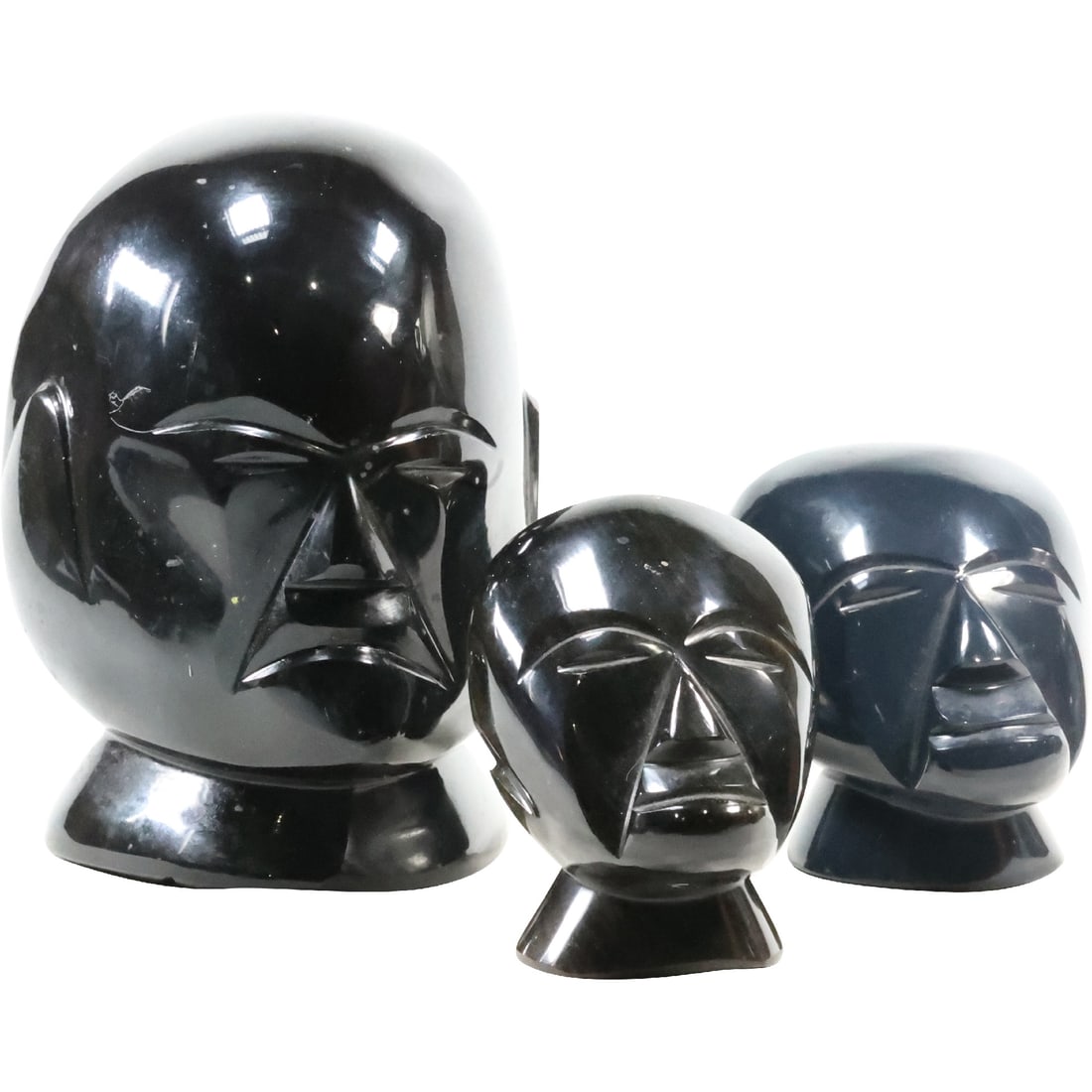 [3] Assorted Sizes Polished Black Marble Head Sculptures (1 of 20)