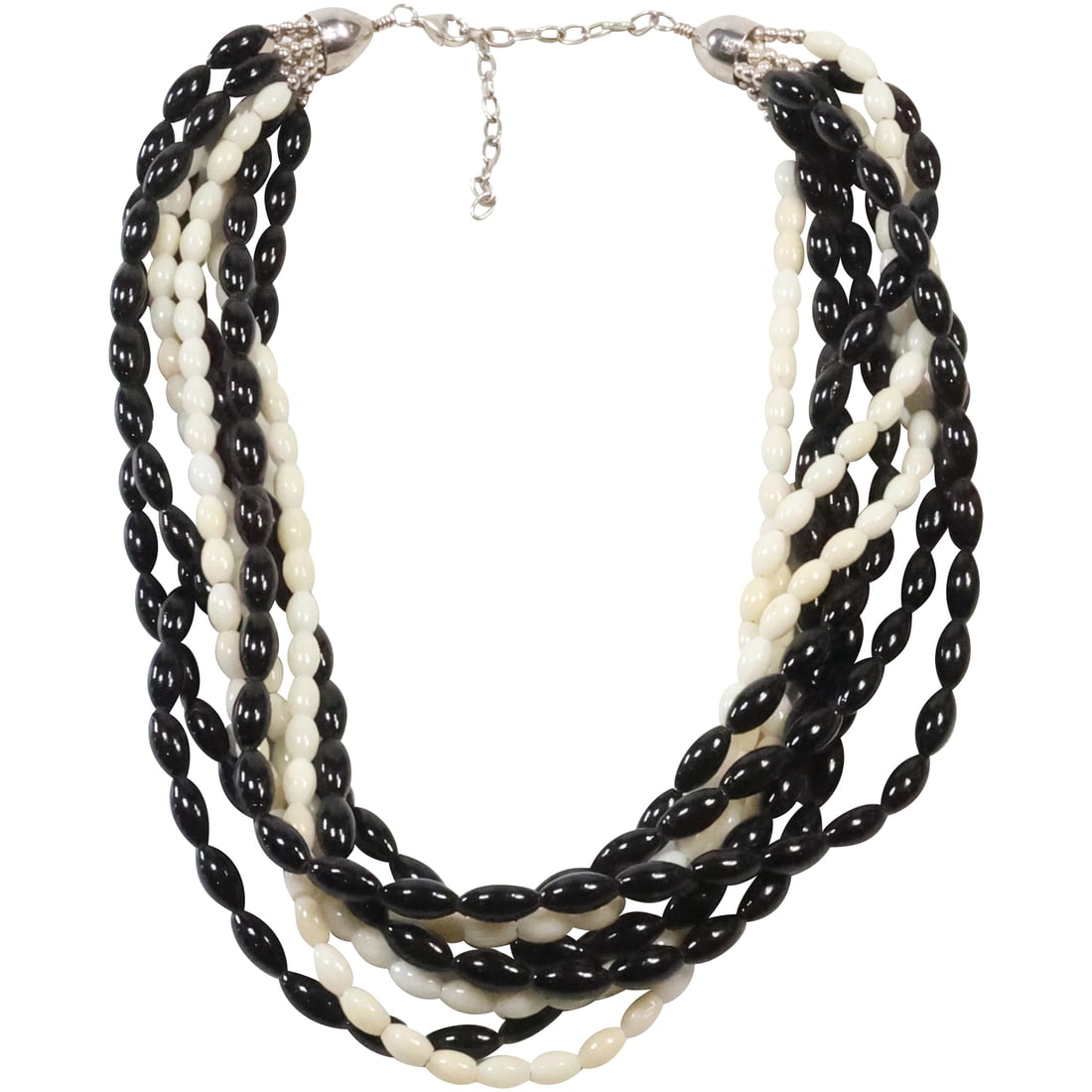 DTR 925 Jay King Natural Black and White 8-Strand Coral Necklace 21 inches length x 1 in. (1 of 14)
