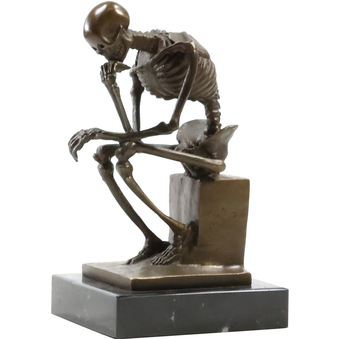 Max Milo, 1938-1976, Bronze Seated Skeleton Figure "The Thinker" Mounted on Marble Base (1 of 18)