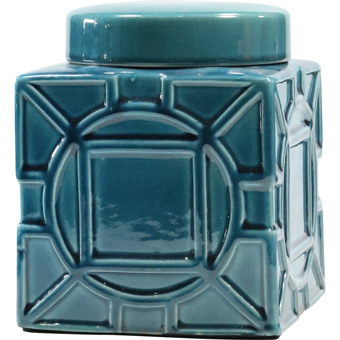 Teal Blue Glazed Ceramic Canister Jar 7.75 in. height x 6.25 in. diameter (1 of 19)