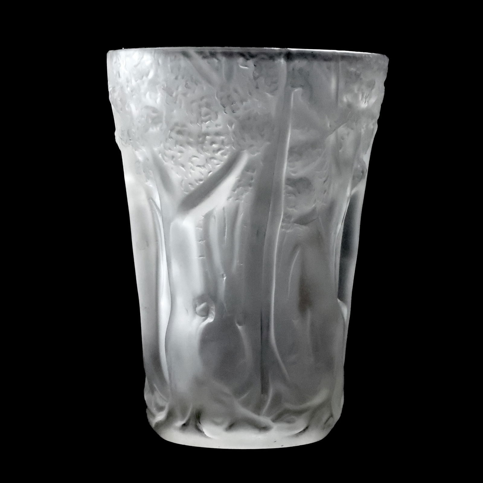 Josef Inwald, Art Deco Czech Glass Relief Vase Trees in Landscape 10.25 in. height x 7.5 in. (1 of 20)