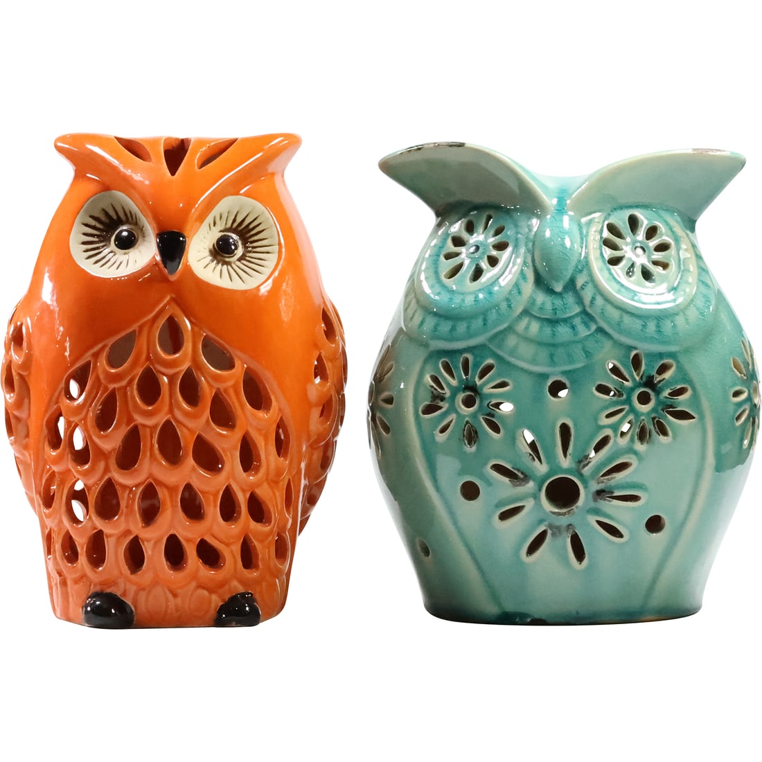 [2] Ceramic OWL Figurative Candle Lanterns 9.75 in. heights (1 of 19)