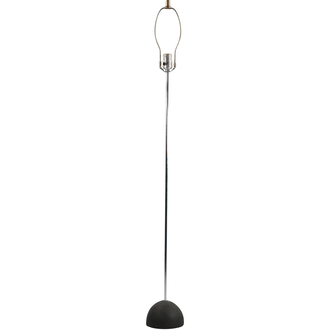 Isamu Noguchi Style Floor Lamp, Chrome Tubing Post Above Iron Half Sphere Base 46.5 in. height (1 of 14)