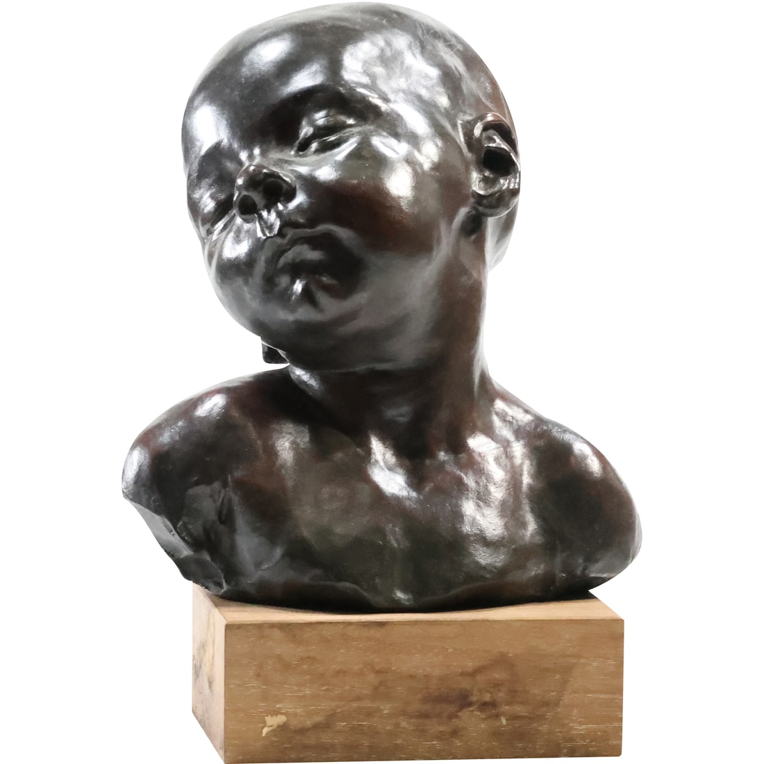 Dalou, Alva Studios Museum Replica, Bust of an Infant Sculpture in Bronze Patina Finish (1 of 20)