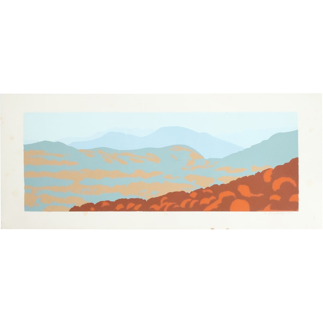 Robert Angeloch 1988, Woodcut, Catskill Mountains Skyline, Pencil Signed, 9/18 (1 of 20)