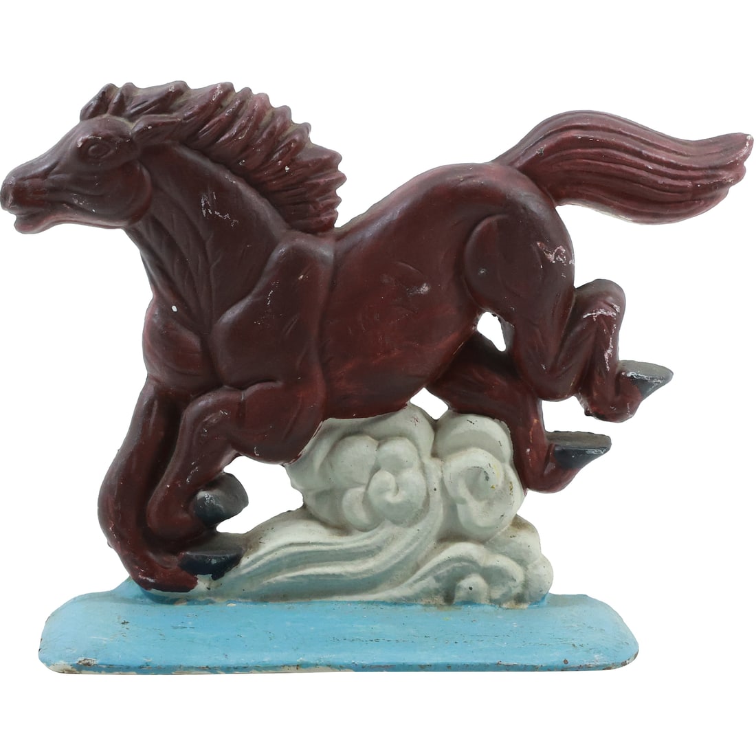 Novelty Cast Iron Galloping Horse Figurative Doorstop in Original Paint Finish: Novelty Cast Iron Galloping Horse Figurative Doorstop in Original Paint Finish. size: 8.25 in. x 10 in.