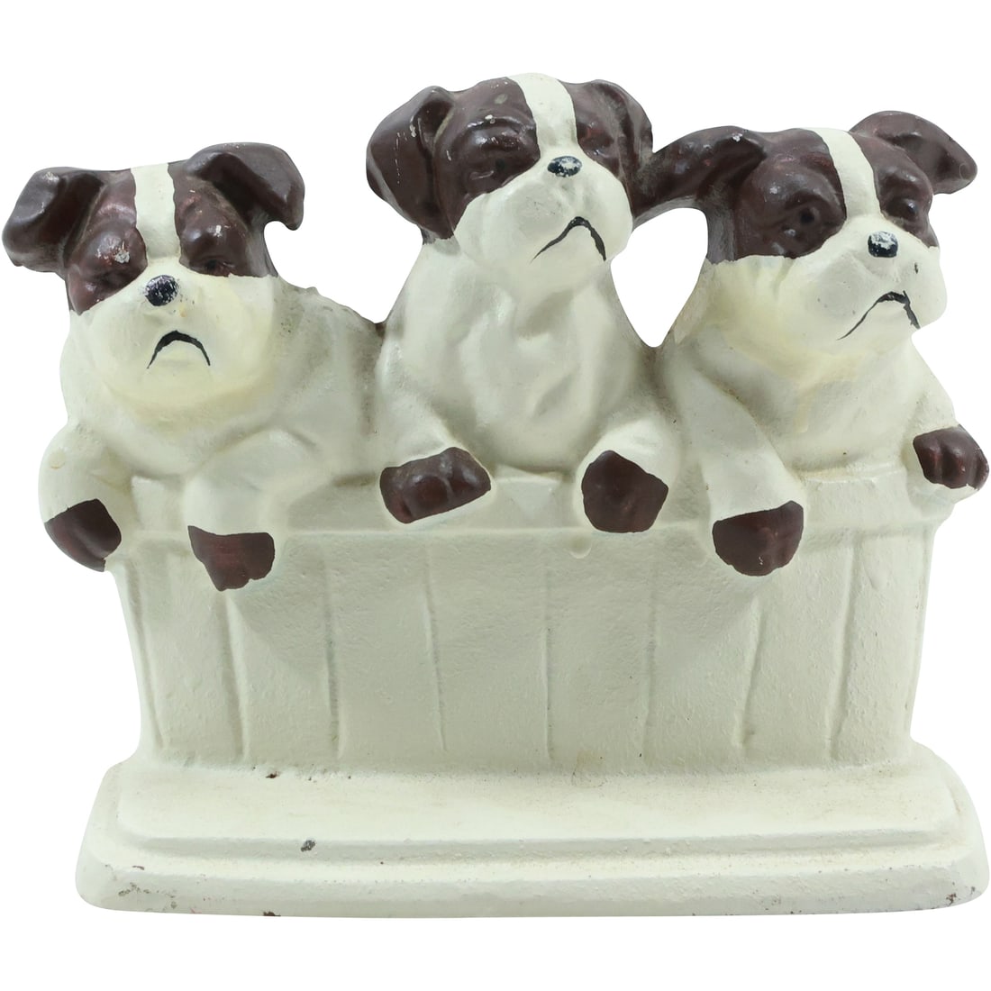 Novelty Cast Iron Three Dogs in a Tub Doorstop in Original Paint (1 of 16)
