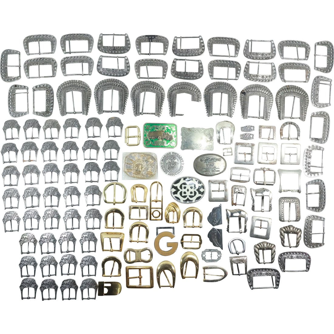 Estate Collection of 122 BELT BUCKLES Various Sizes: Estate Collection of 122 BELT BUCKLES Various Sizes. size: size ranges from 2 to 3.5