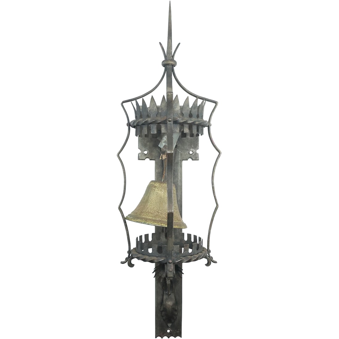 Hand Wrought Metal Gothic Style Wall Mount Bronze Bell 26 inches length x 7.25 in. x 9 in. (1 of 18)