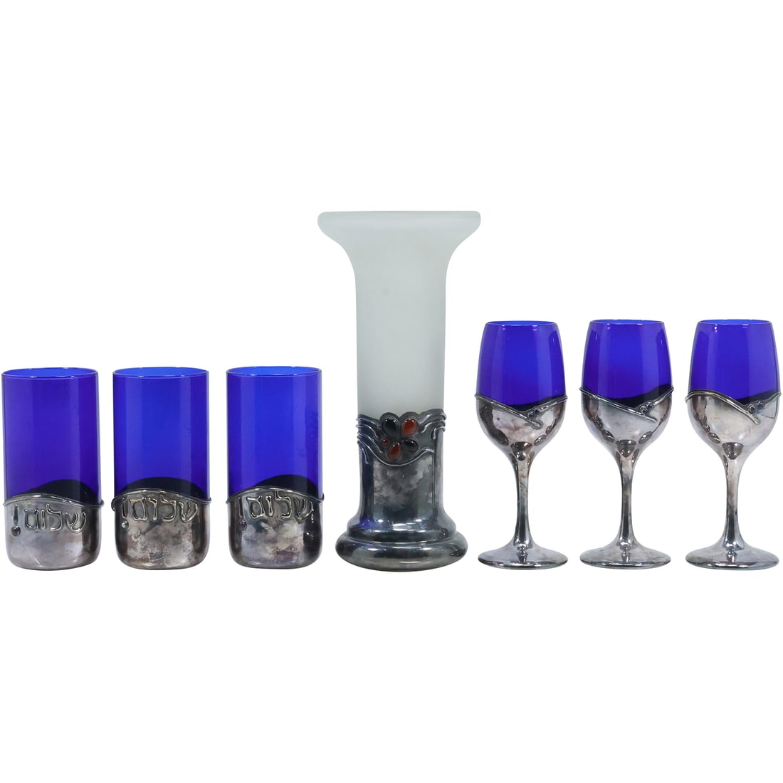 [7] Domar .925 Sterling Base Israel 3 Goblets, Vase and 3 Cocktail Stemware (1 of 18)