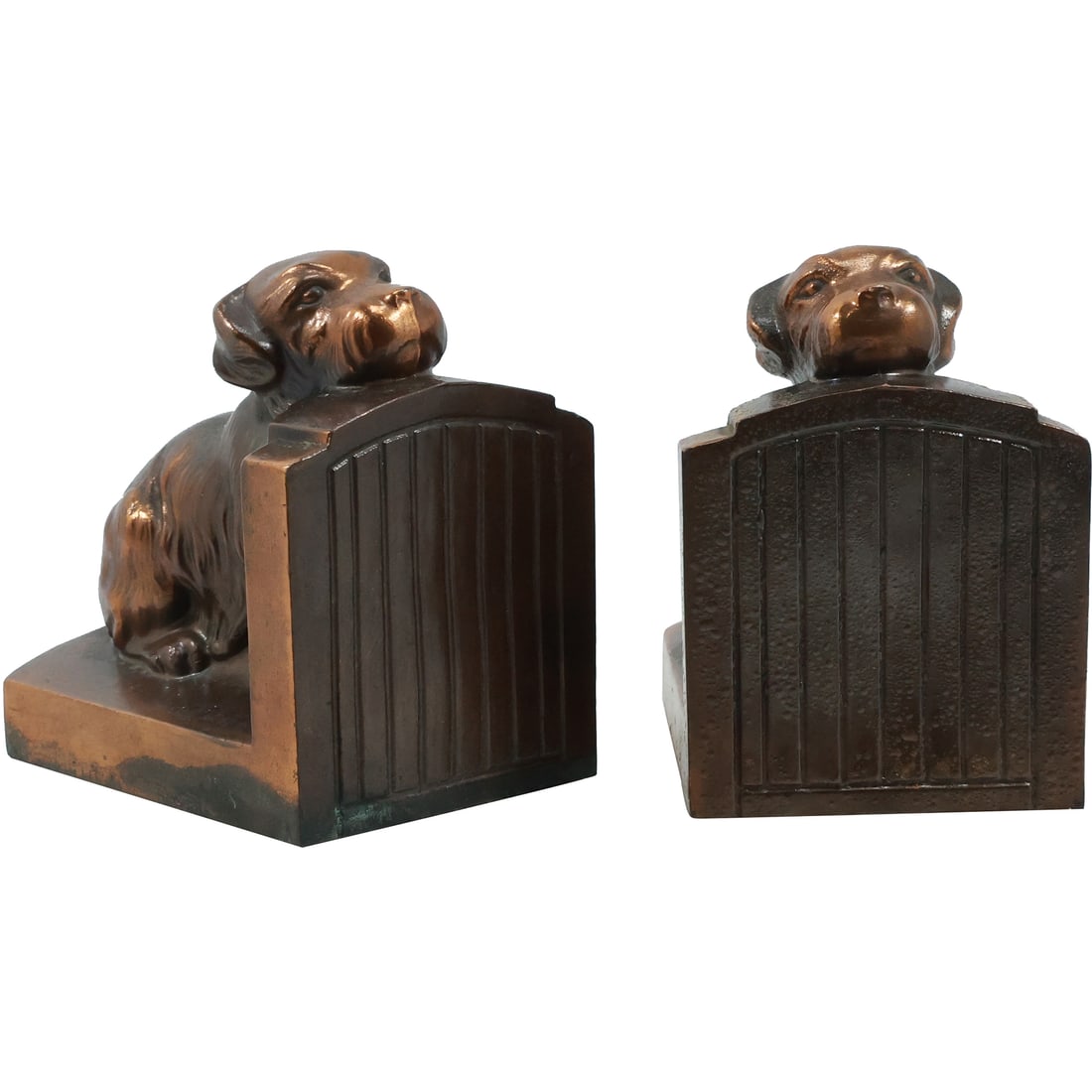 Circa 1930 NUART Bronze Clad Sealyham Cesky Terriers Dog Bookends in Original Patina (1 of 14)