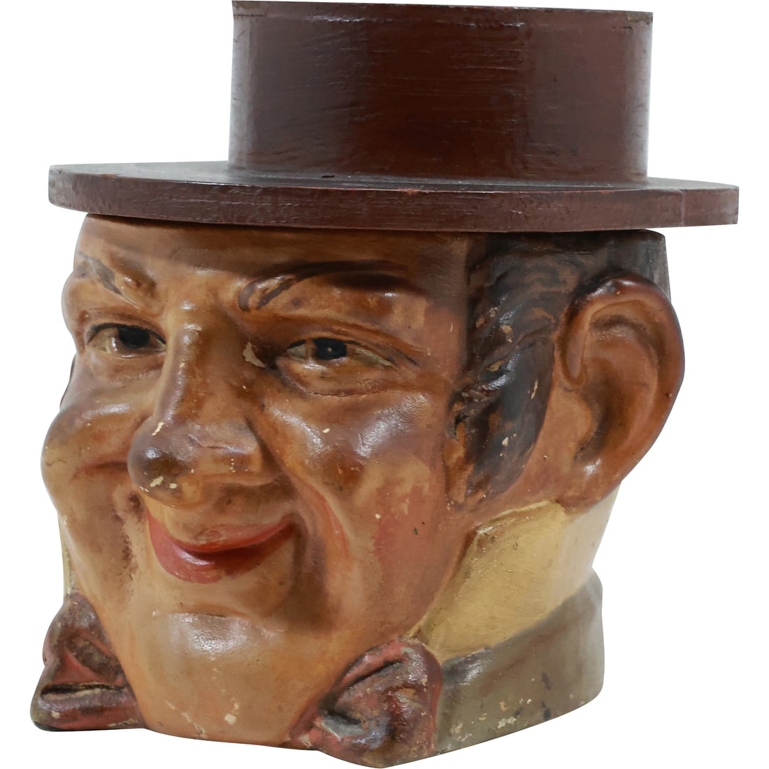 Antique Ceramic Clay Englishman Head Caricature Tobacco Jar Hat Cover 4.75 in. x 4 in. x 5 in.: Antique Ceramic Clay Englishman Head Caricature Tobacco Jar Hat Cover 4.75 in. x 4 in. x 5 in. size: 4.75x4x5