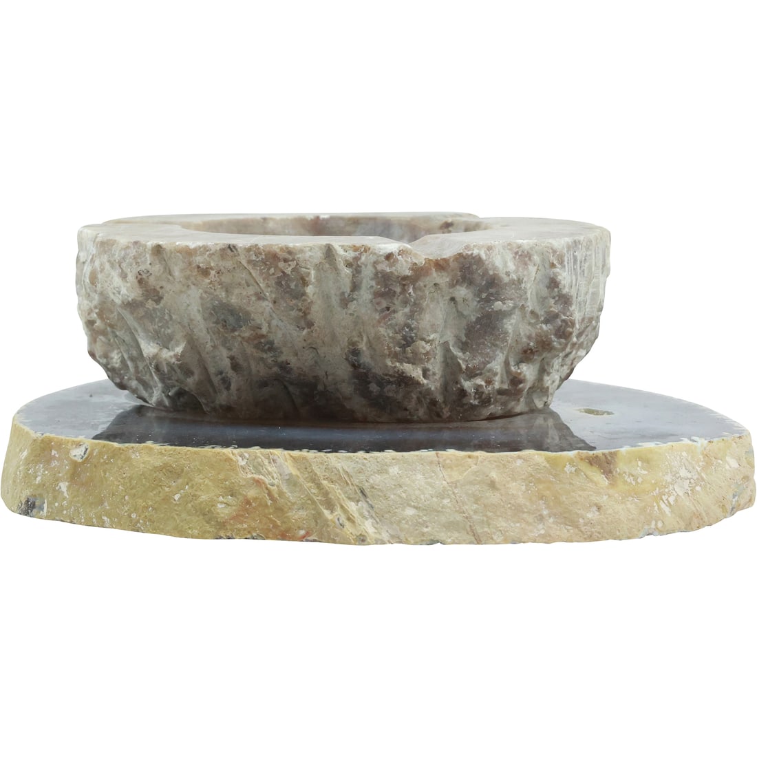 [2] Marble Crater Dish and Geode Mineral Specimen Flat Base Platform (1 of 14)