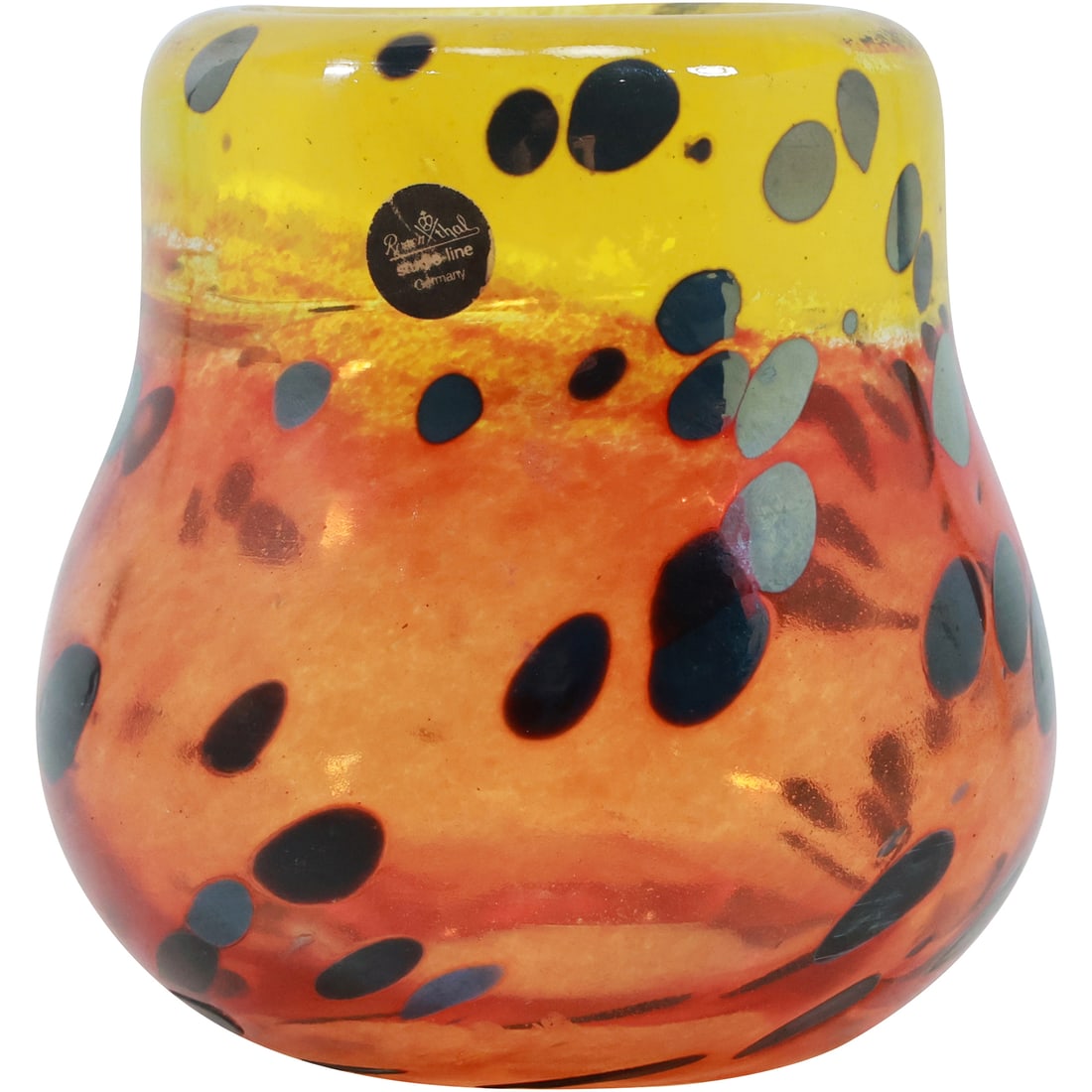 Rosenthal Studio Linie Germany Art Glass Vase Yellow to Orange with Spots 4.5 in. x 4 in. (1 of 19)