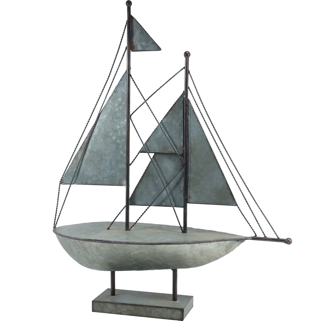 20th C. Folk Art Galvanized Tin Sailboat Model Sculpture 26 inches x 20 inches (1 of 19)