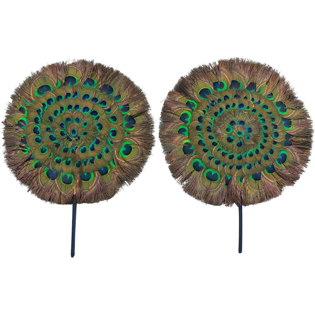 [2] Vintage PEACOCK FEATHERS Hand Fans 18 inches x 14 inches diameter (1 of 19)