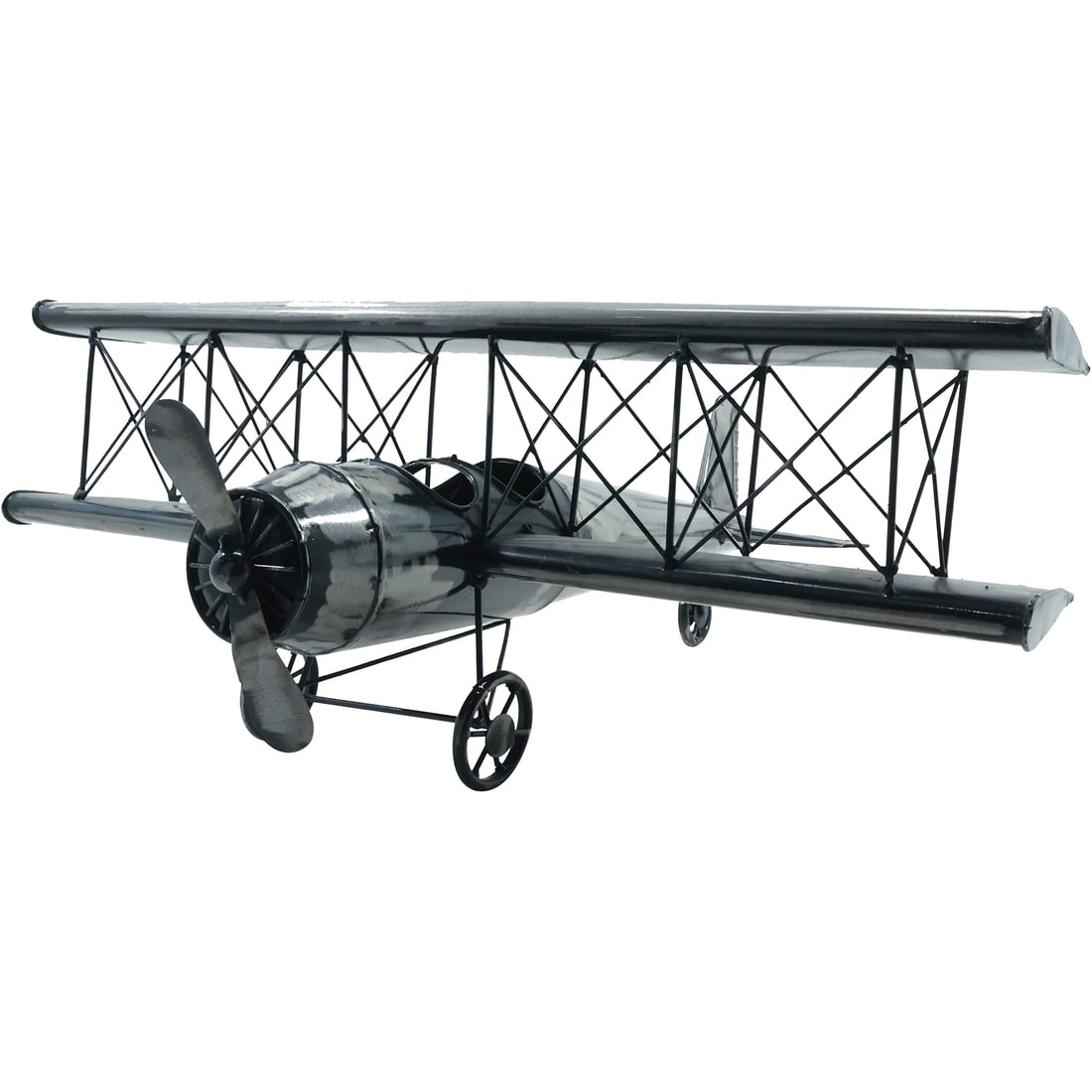 Novelty Bi-Plane Metal Airplane Model 8.5 in. height x 21 inches length (1 of 16)