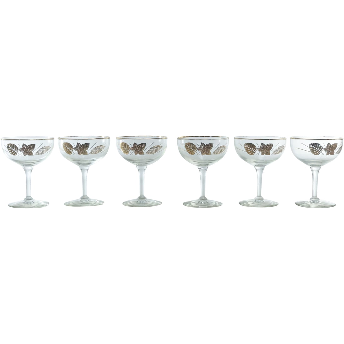 [6] Libbey Hostess Glasses Gold Leaves Cocktail Stemware Barware in Box (1 of 18)