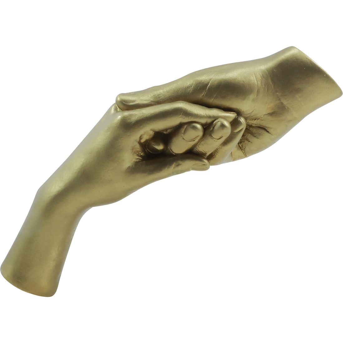 Austin Productions HOLDING HANDS Sculpture Mounted on Clear Lucite Base 12.75 in. length: Austin Productions HOLDING HANDS Sculpture Mounted on Clear Lucite Base 12.75 in. length. Hard Composition, Gold Patina. size: 8.75 in. x 12.75 in.
