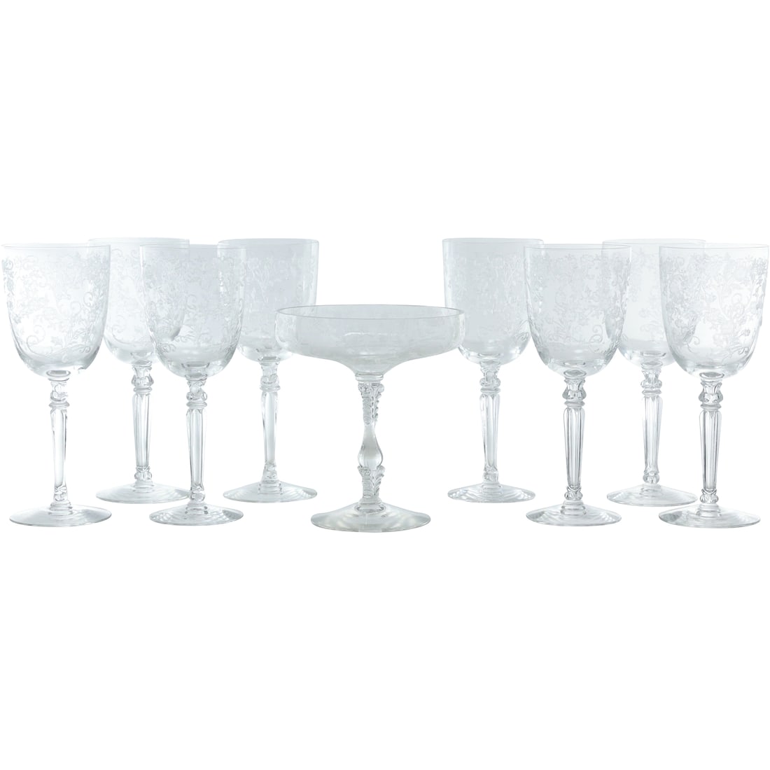 [9] Fostoria Fancy Etched Elegant Crystal Glass Cocktail Stemware (1 of 20)