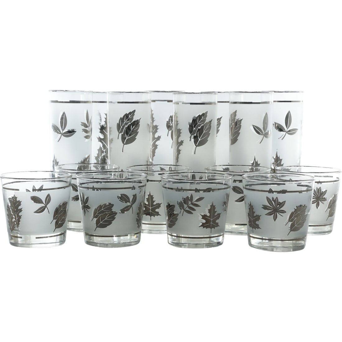[16] Libbey Glass Silver Leaf Barware Cocktail Glasses in 2 Sizes (1 of 19)