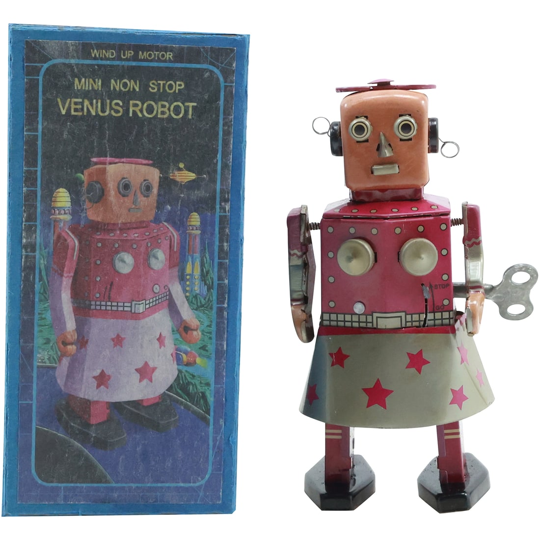 Tin Wind-up Mini Non Stop VENUS ROBOT Toy in Original Box 5.75 inches height (1 of 19)