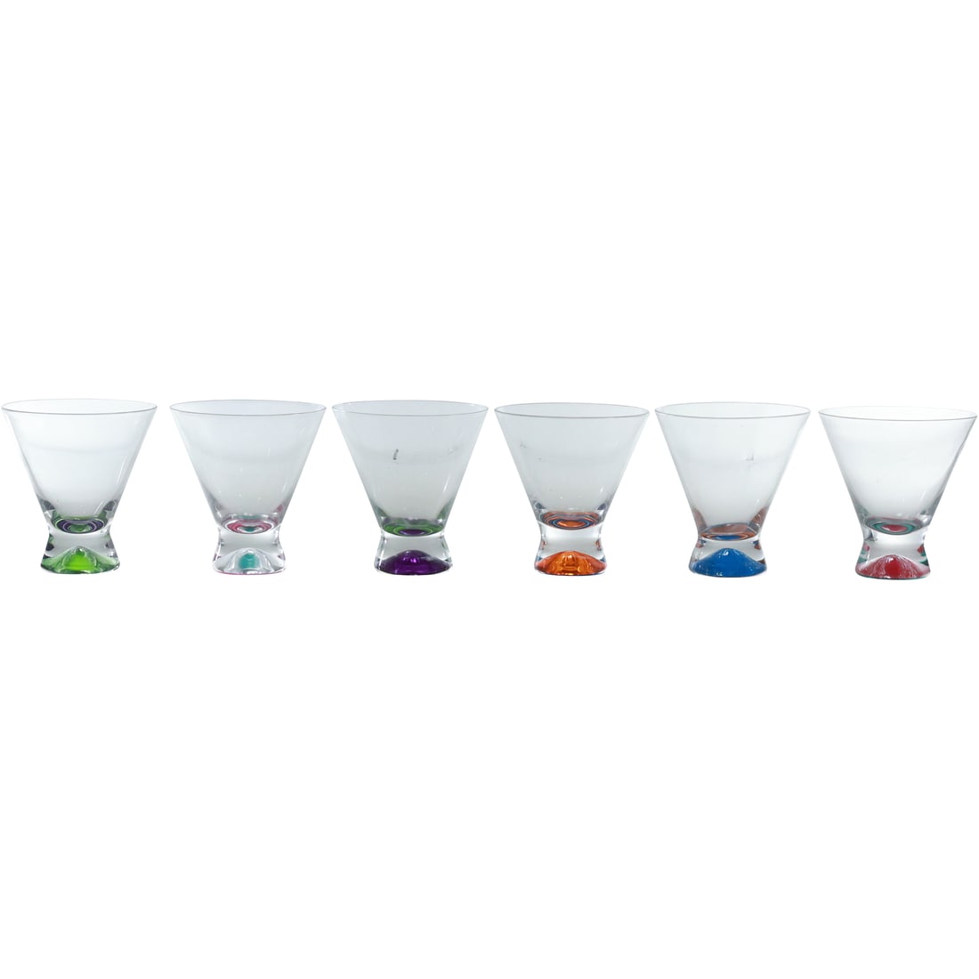 [6] Glass Barware Cocktail Glasses with Multi Color Bases 3.75 in. x 3.5 in. (1 of 19)
