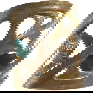 Herve Van Der Straeten, Handhammered Arts and Crafts Copper Cuff Bracelet Brass Patina: Herve Van Der Straeten, Handhammered Arts and Crafts Copper Cuff Bracelet Brass Patina, 2 in. x 2 7/8 in. x 3 3/8 in.