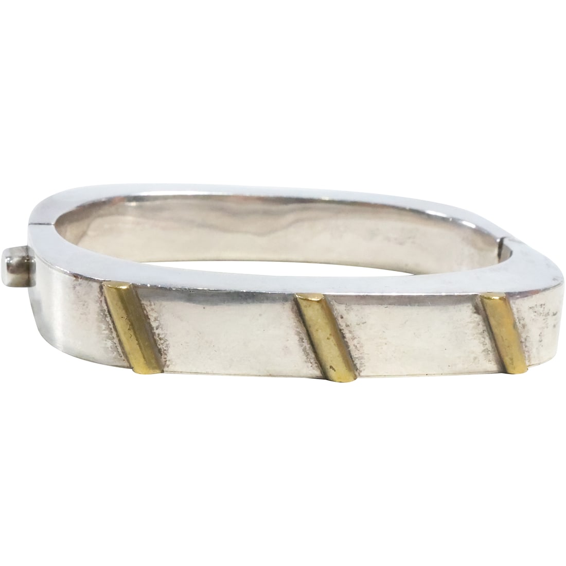 .925 Sterling Silver TD-24 Mexico Modernism Square Bangle Bracelet, Weighs 42.8 grams (1 of 15)