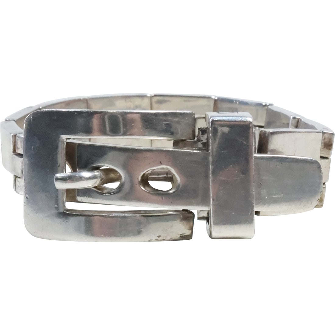 .925 Sterling Silver Heavy Large Buckle / Belt Bracelet, Weighs 123.6grams; 10 in. x 1 in. (1 of 18)