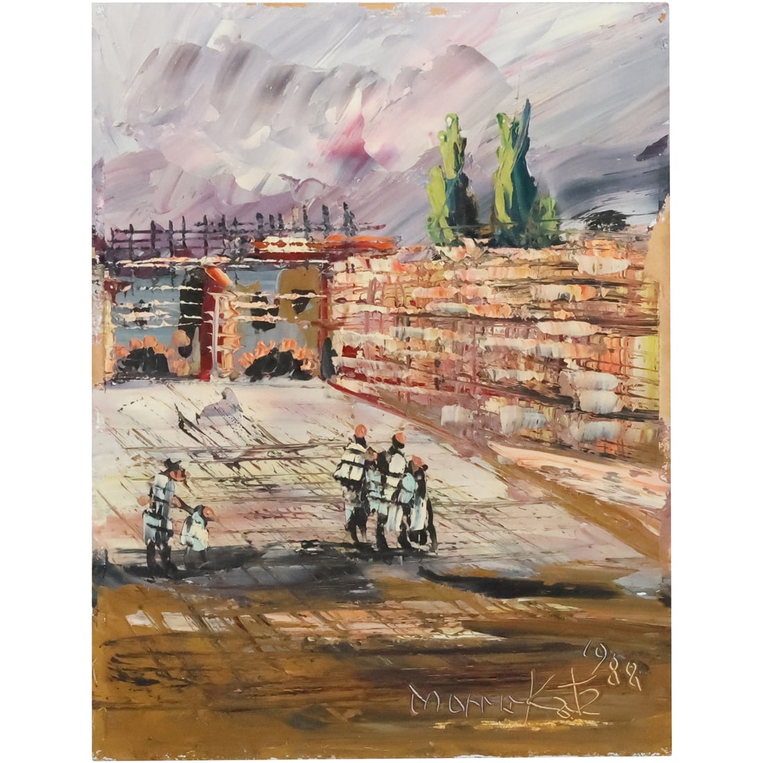 Morris Katz 1988, Jewish American, Acrylic Painting Jerusalem Wailing Wall: Morris Katz 1988, Jewish American, Acrylic Painting Jerusalem Wailing Wall. Well Listed Artist. size: 16 x 12. ASkart: Morris Katz (born Moshe Katz on March 5, 1932 in Galicia, Poland, died November 1