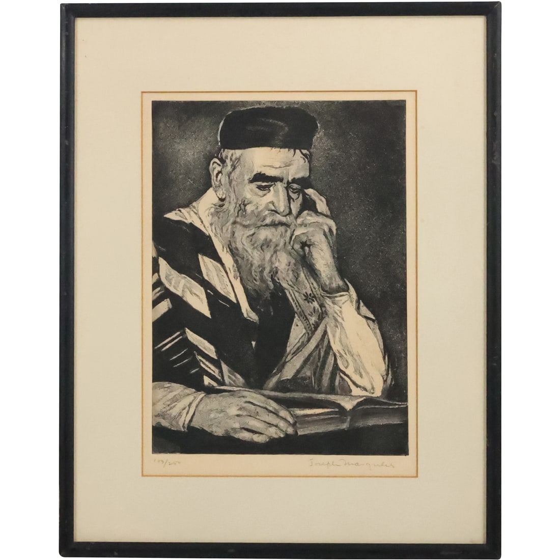 Joseph Margulies, Etching of a Rabbi, "Prayer" Limited Edition of 250, COA on Verso (1 of 20)